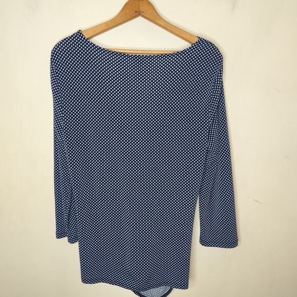 Ann Taylor Faux Wrap Top Geometric Stretch Surplice - Picture 7 of 8